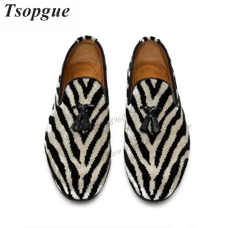 Mixed Color Flock Animal Print Shoes For Men Men's Pumps High Quality Casual Runway Party Shoes 2023 Fashion Zapatillas Mujer