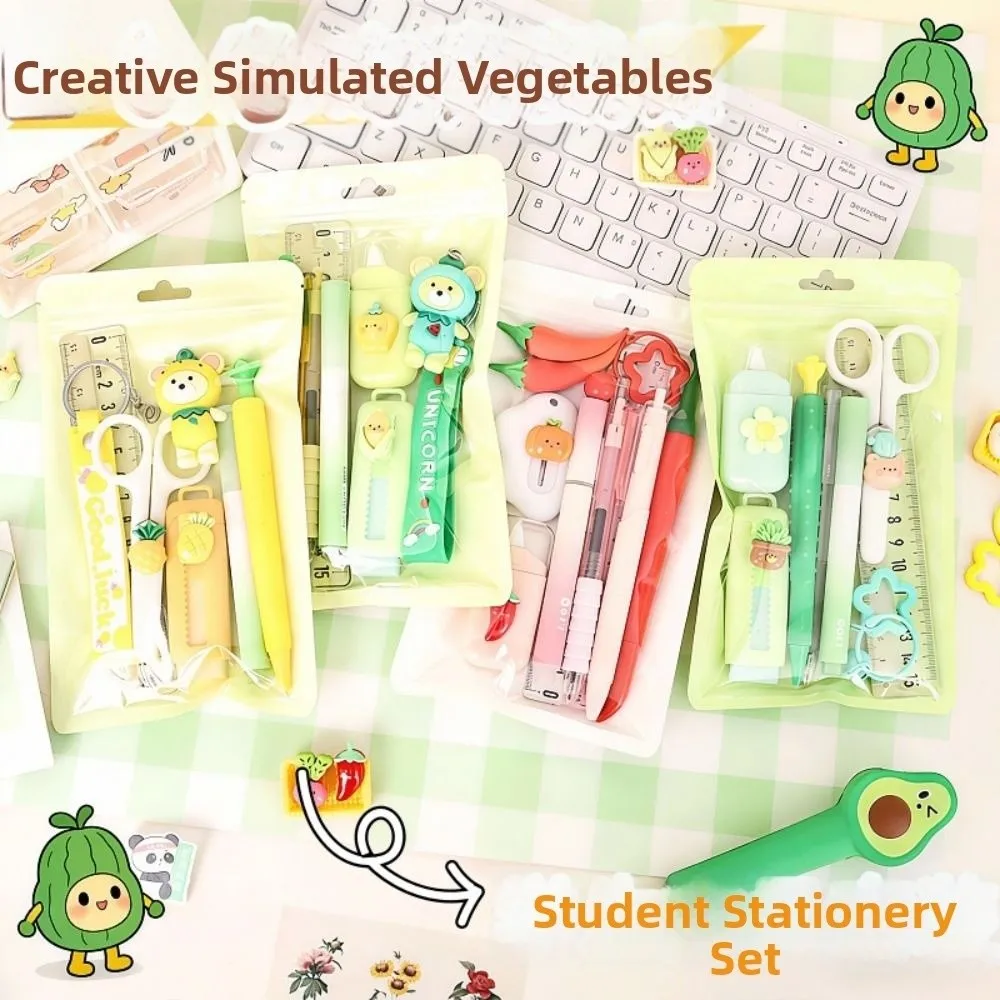 Simulated Vegetables Series Stationary Sets Multi-functional Gel Pen Highlighter Stationery Supplies