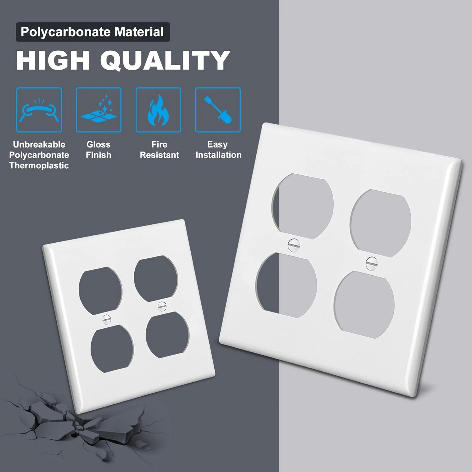 Duplex Wall Plate, 5 Pack, White Outlet Covers, Duplex Outlet Cover, Double Outlet Cover, Outlet Covers, Double Receptacle, Doub