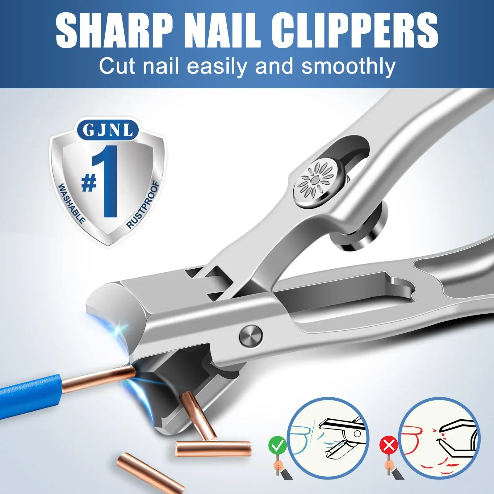 Nail Clippers for Thick Nails Heavy Duty Wide Mouth Professional Fingernail and Toenail Clippers for Men Women & Seniors, Silver