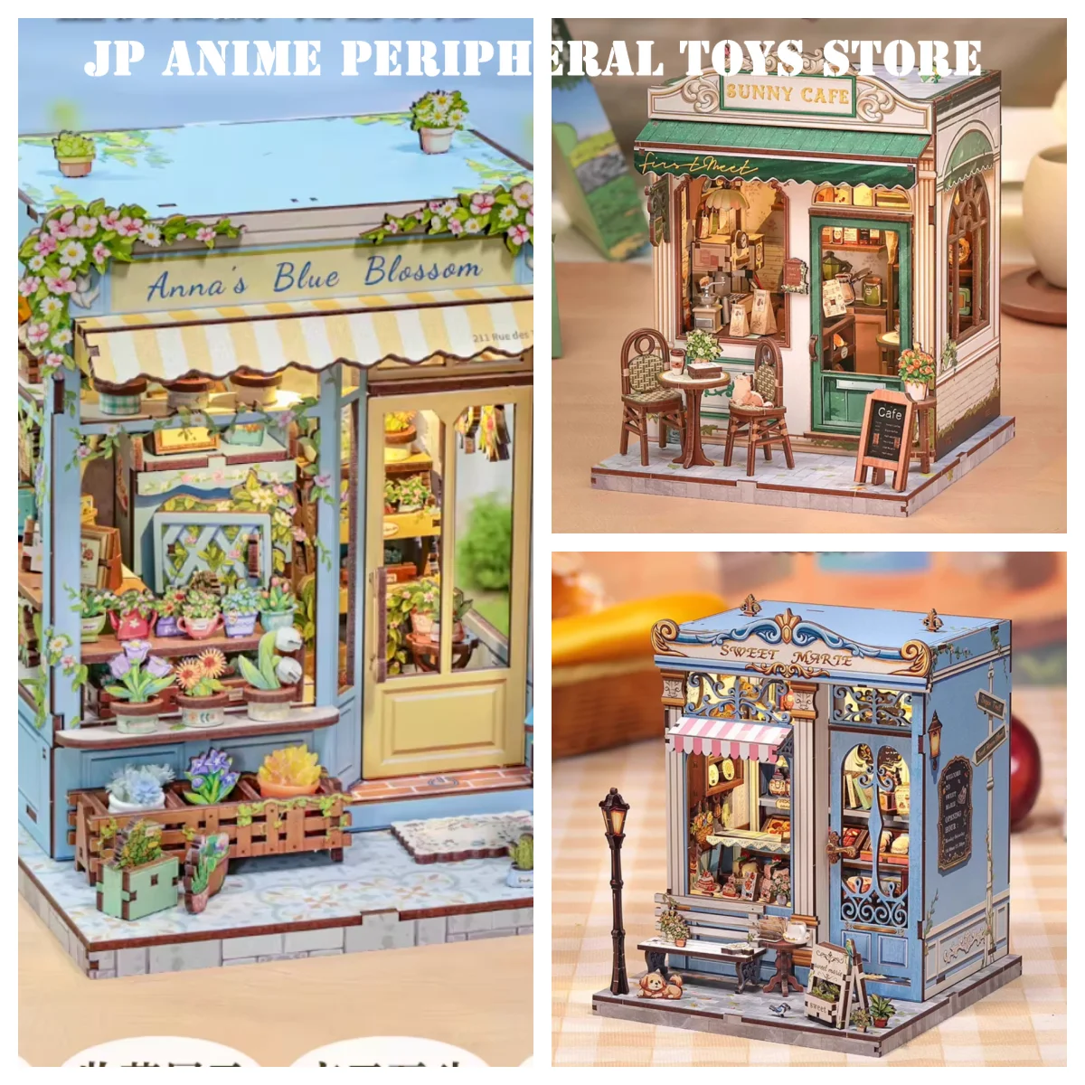 Echte supermarkt bouwsteenspeelgoed Cartoon bakkerij koffieshop DIY miniatuurhuis kinderverjaardag kerstcadeaus