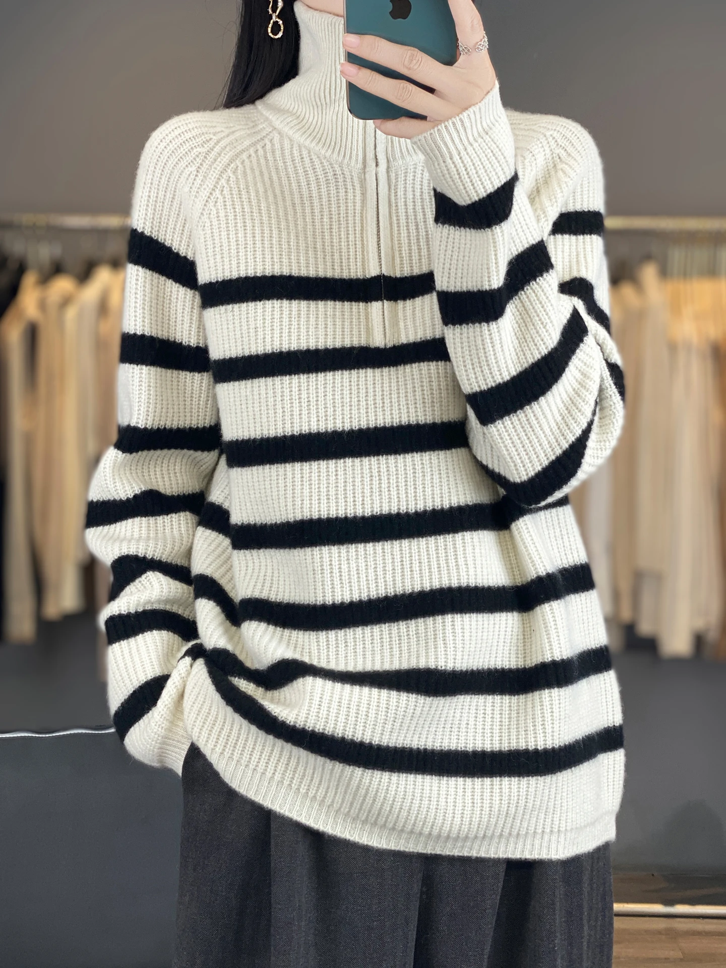 Casual Autumn Winter Woman Sweater Elegant Female 100% Merino Wool Knitted Pullover Thick Cashmere Long Sleeve Clothing Tops