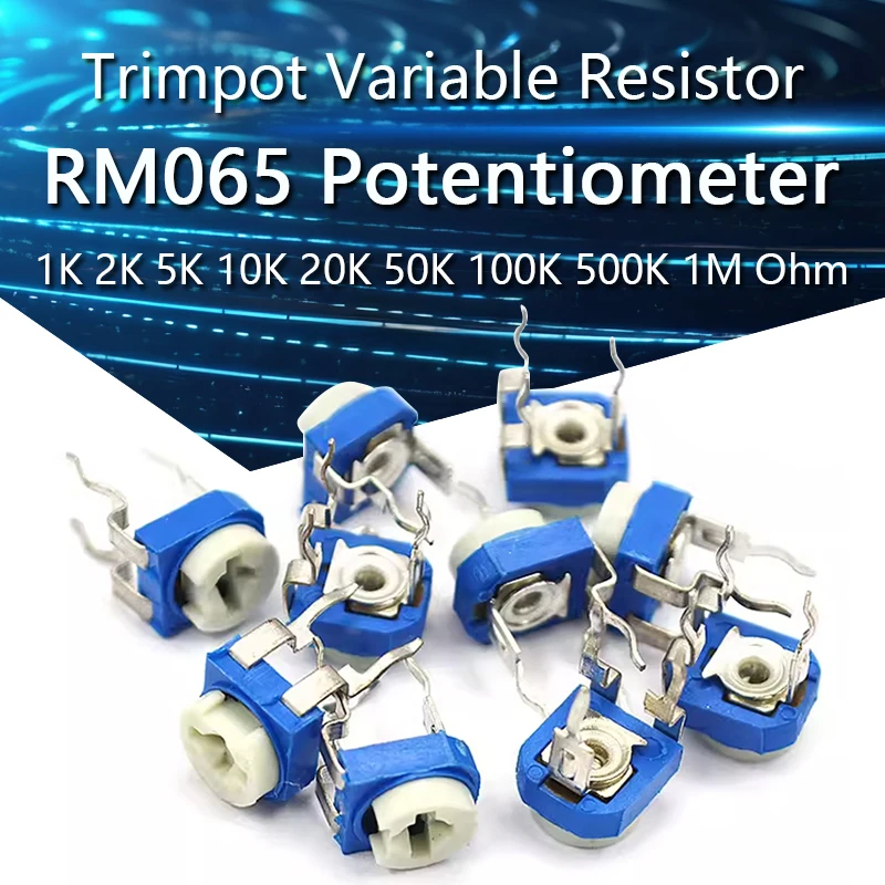 20szt RM065 RM-065 Seria 100 200 500 1K 2K 5K 10K 20K 50K 100K 200K 500K 1M Ohm Trimpot Trimmer Potencjometr Rezystor zmienny