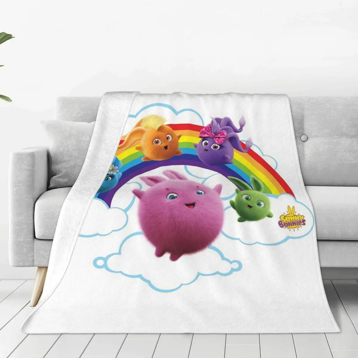 

Sunny Bunnies - Rainbow Bunnies Blankets Fleece Portable Sofa Throw Blankets For Couch Bedding Outdoor Throws Bedspread Quilt