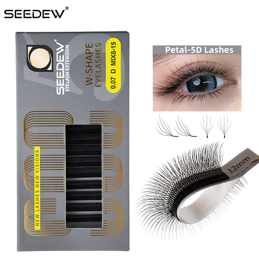 SEEDEW U-förmige 5D Fairy Clover Wimpernverlängerung, Dicke 0,07 mm, handgefertigt, Premium-Materialien, natürliche, weiche Wimpern – Detail 3