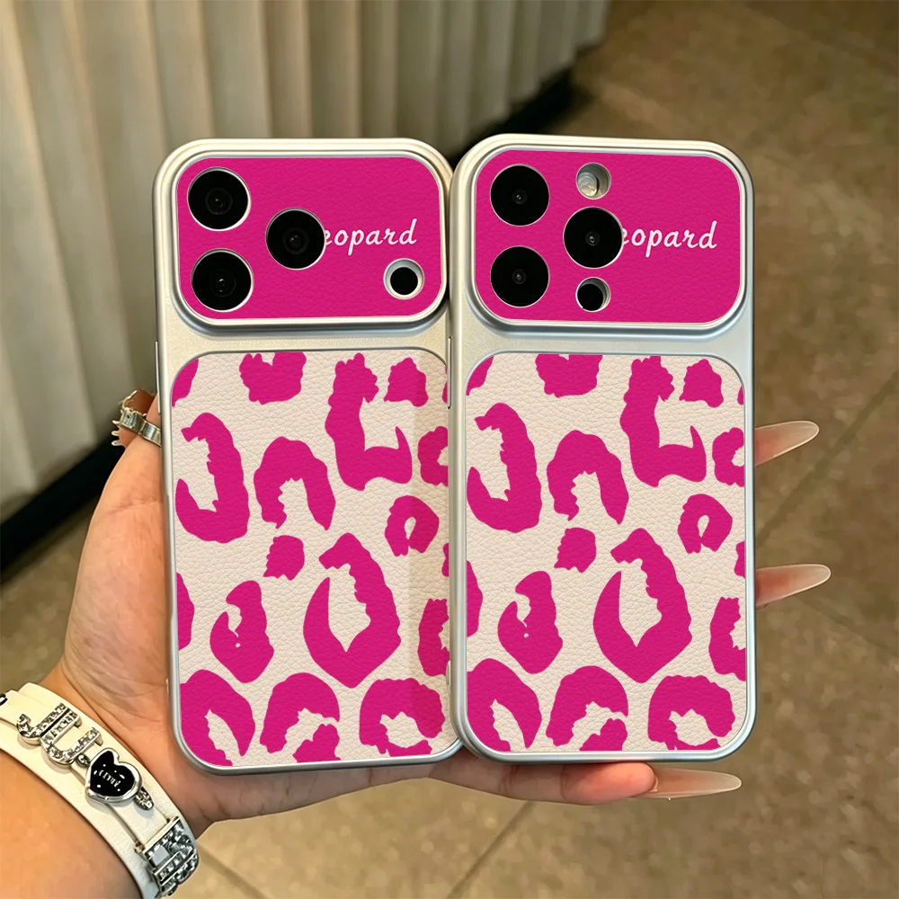Coque de téléphone à motif léopard pour iPhone 18 Pro, iPhone 18 Pro Max, 17 Pro, 16, 15, 14, 13, 12, 11, coque arrière en TPU avec texture cuir