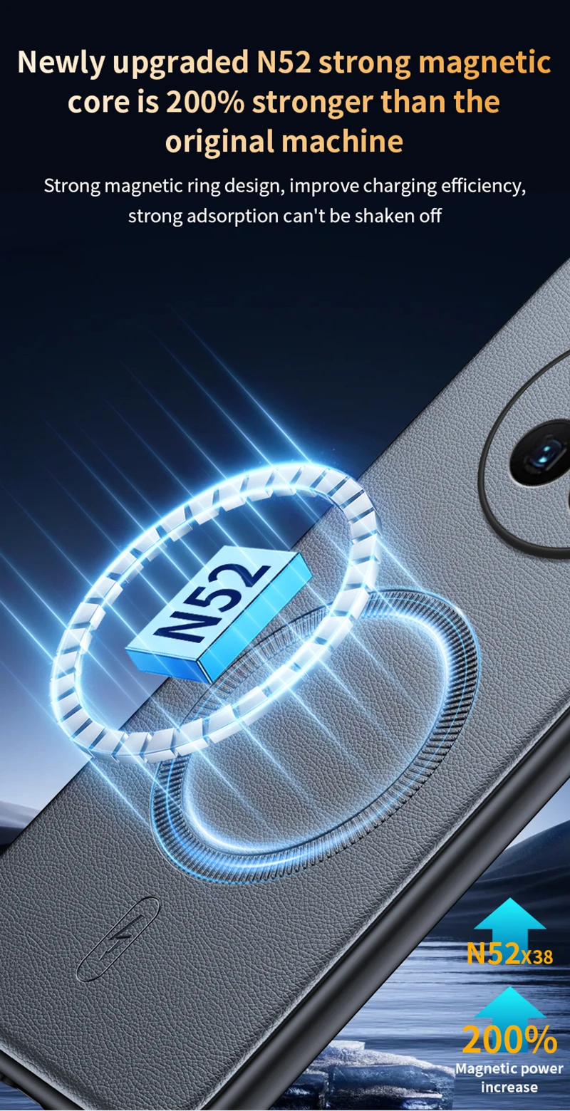 Für Huawei Mate 50: Magnetische Schutzhülle aus Leder, hochwertige Anti-Fingerabdruck- und rutschfeste PC+TPU-Hülle. – Detail 9