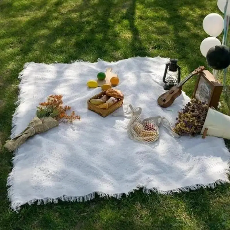 Picnic Blanket Camping Blanket Woven Sofa Cover Tablecloth Tapestry Outdoor Camping Dustproof Tablecloth Mat