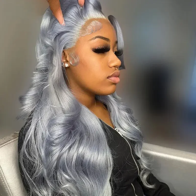 

Серебристо-серые парики из натуральных волос с фронтальной шнуровкой 13x4, парик из натуральных волос с фронтальной шнуровкой 13x6, волнистый, предварительно выщипанный, из бразильских волос Реми