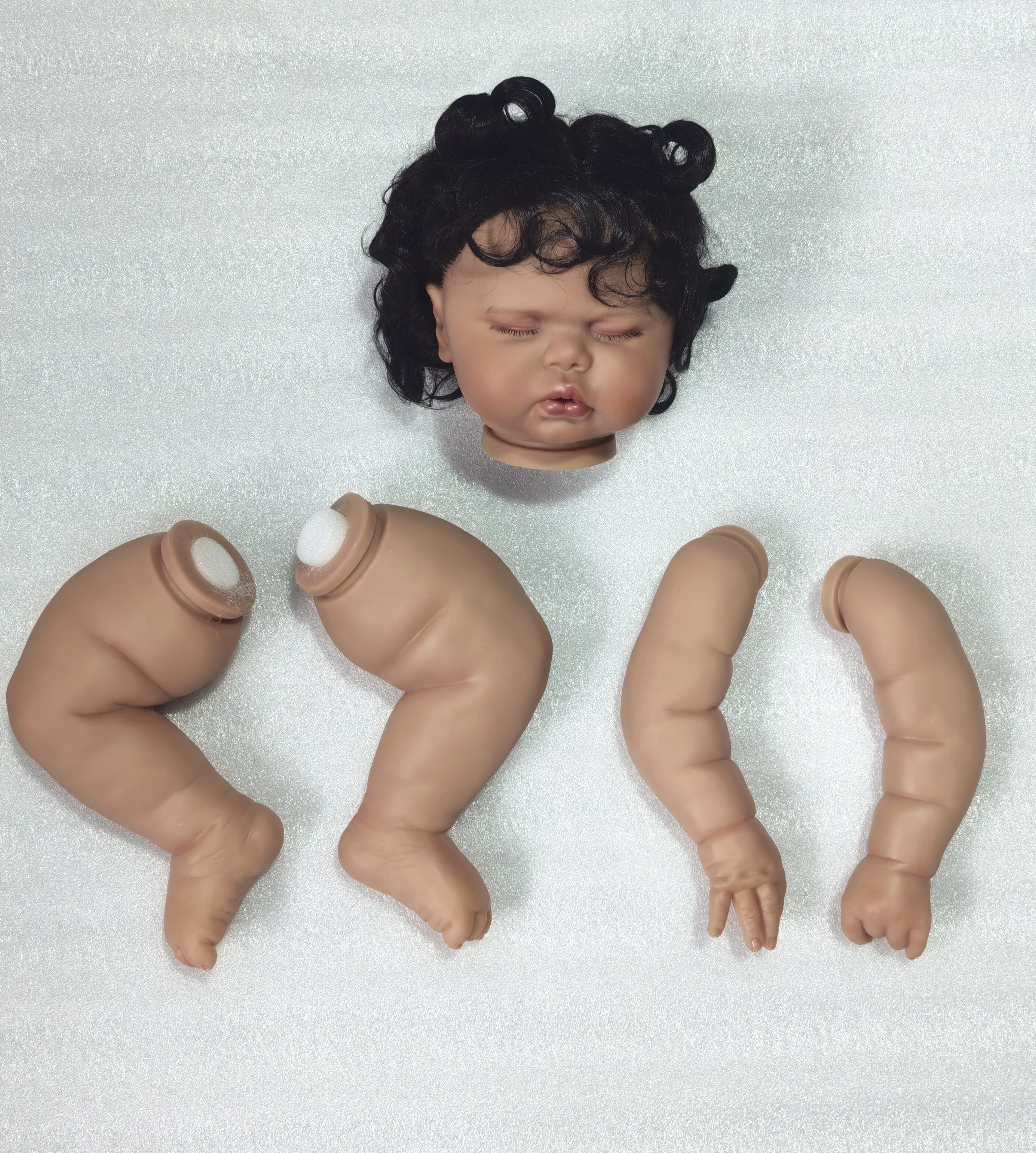 NPK 19inch Dark Skin Pickle Reborn Doll Kit - Painted Unfinished Doll Parts with Hand Rooted Hair Lifelike Collectible Doll Kit
