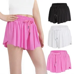 3-15 Years Girls Flowy Shorts Butterfly Shorts With Pocket 2-in-1 Athletic Running Shorts For Kids Active Workout Sports Tennis