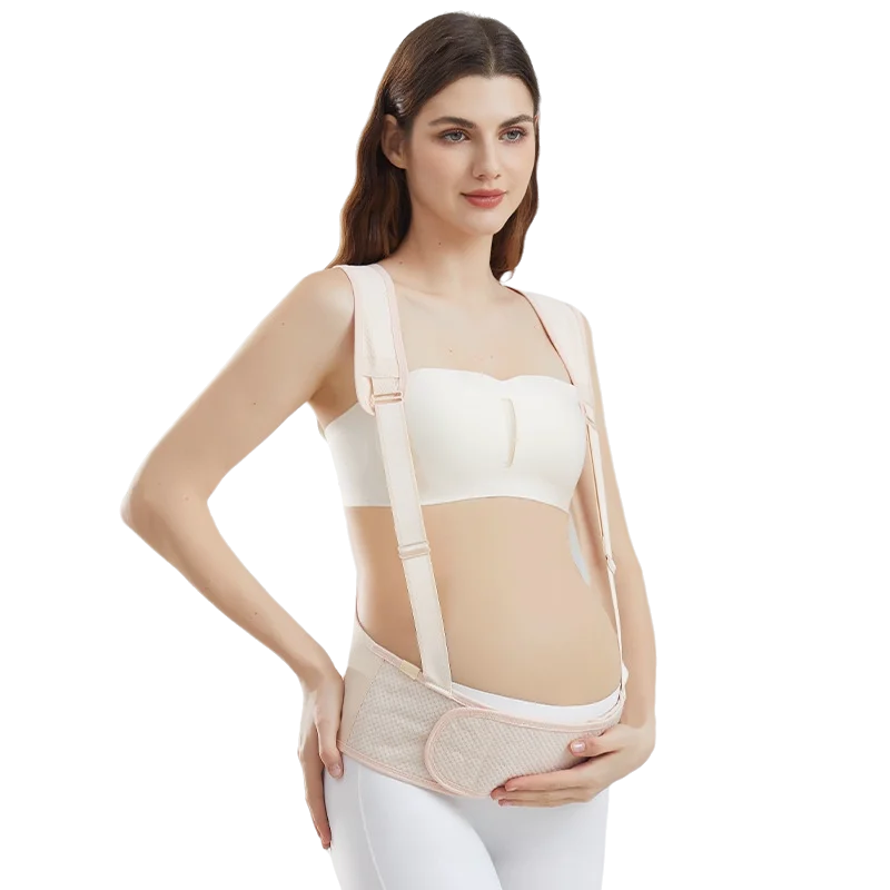 Maternity Belly Support Belt With Shoulder Straps Summer Breathable Pregnancy Waist Abdomen Support for Mid‑Late Pregnancy