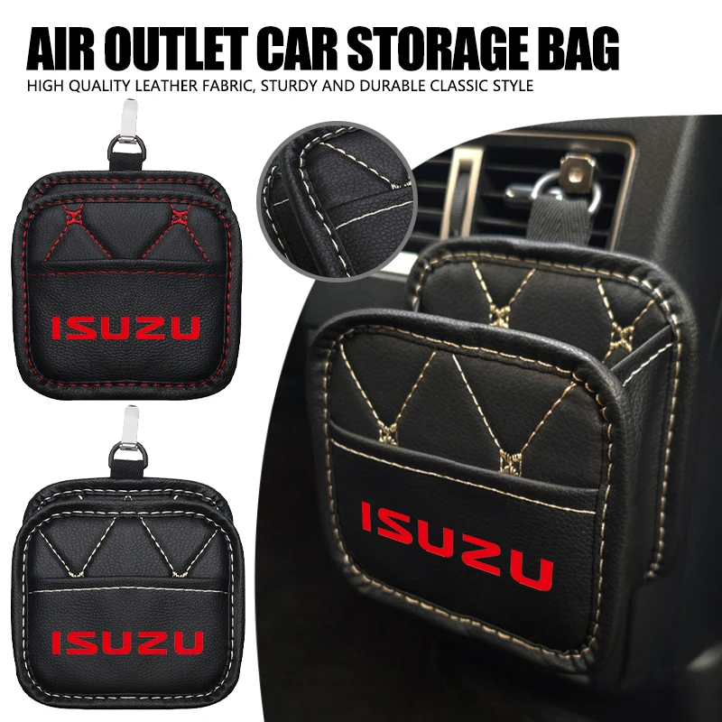 Bolsa de Almacenamiento Portátil de Cuero para Teléfono Móvil y Llaves, para Rejilla de Ventilación de Coche, Compatible con Isuzu D-MAX D MAX Dmax I II WFR VAN 4X4 WFR VAN NFR ATV ASCENDER