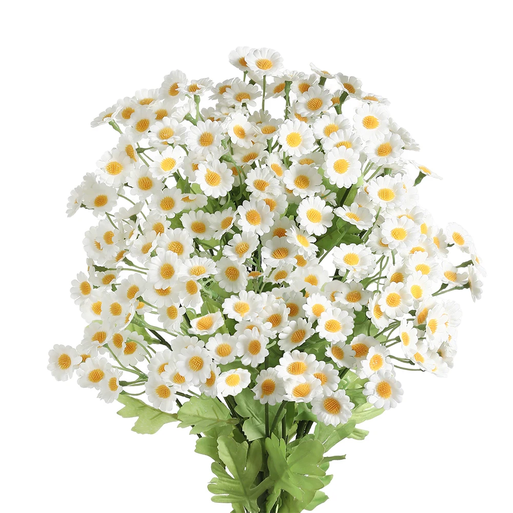 Ramo Artificial violeta, Margarita blanca, cabeza de flor falsa, decoración de boda, decoración de mesa de fiesta, cabezas de flores nupciales para el día de la madre DIY
