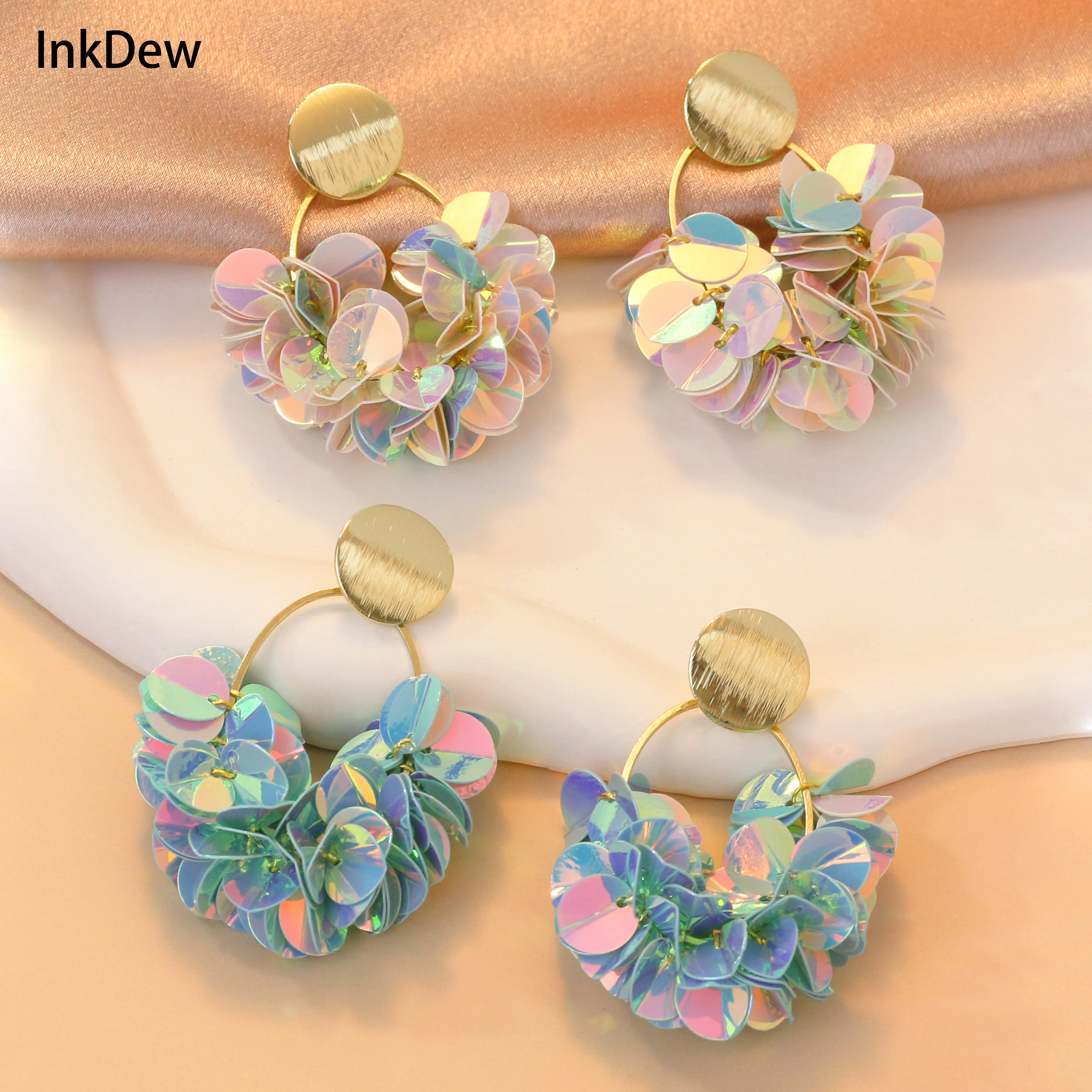 

INKDEW Fashion Jewelry Big Dangle Flower Petal Water Drop Earrings for Women Handmade Long Earrings Gift boho EA172