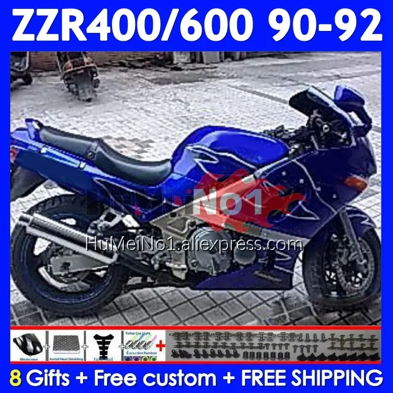 Body Kit For KAWASAKI Gloss blue NINJA ZZR400 ZZR 400 600 1990 1991 1992 236No.35 ZZR600 ZZR-600 ZZR-400 90 91 92 Full Fairing