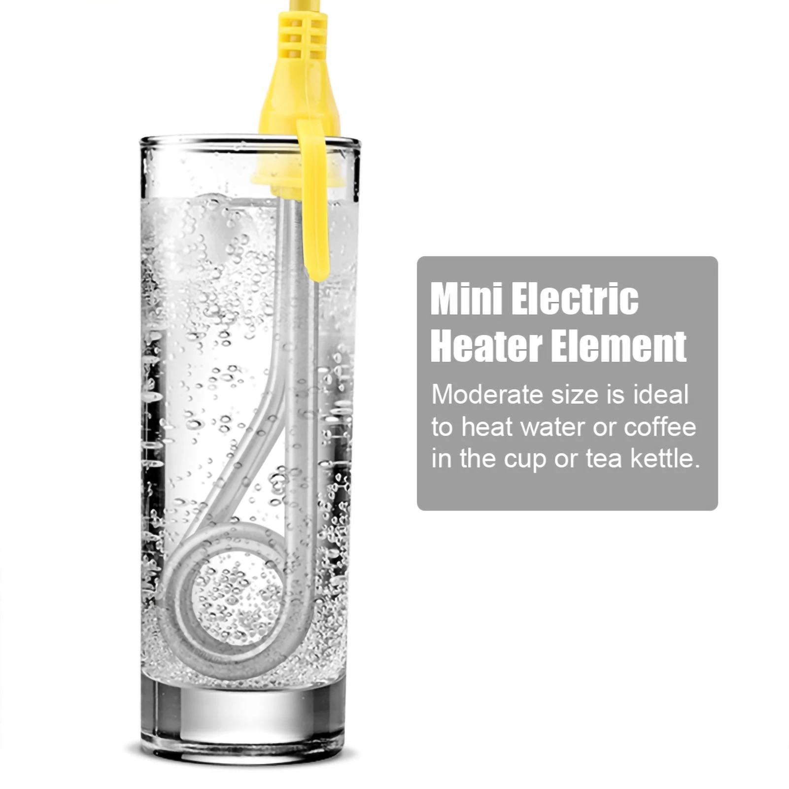 Elemento Calefactor de Inmersión de 600W, Mini Caldera de Acero Inoxidable para Agua Caliente y Café, para Hogar, Oficina y Viajes