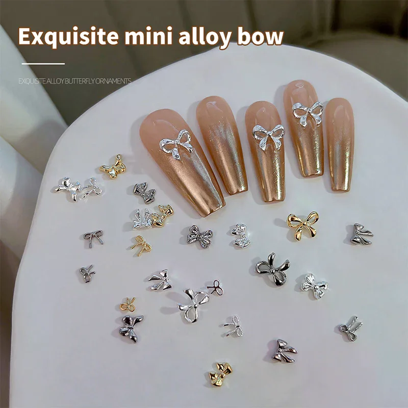 10 pezzi di lusso Kawaii Bow Nail Art Charms 3D lega giapponese papillon gioielli unghie strass decorazione accessori fai da te