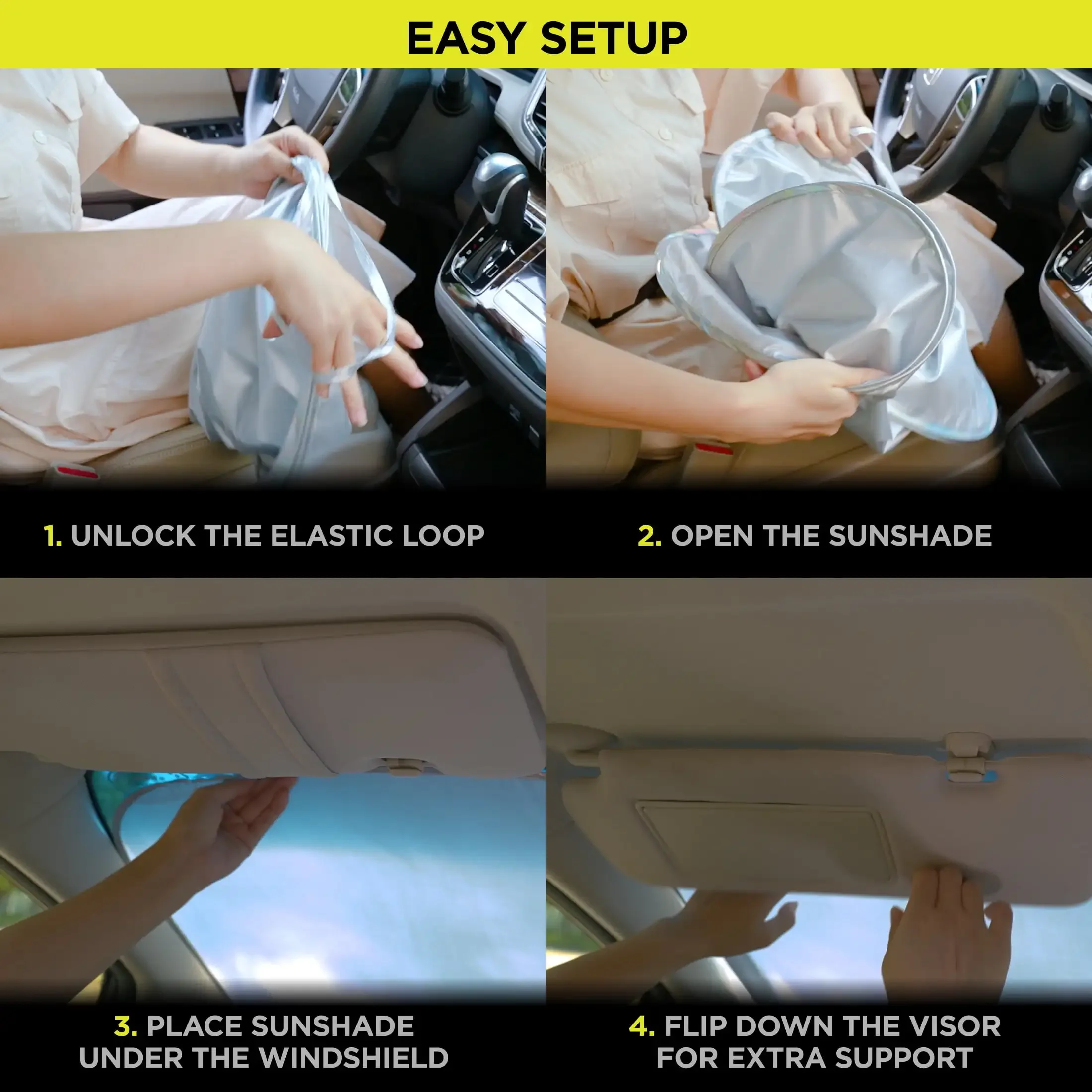 مظلة شمسية ملتوية للزجاج الأمامي باللون الأبيض مناسبة تمامًا مع عدد 2، 28.5 بوصة × 31.5 بوصة