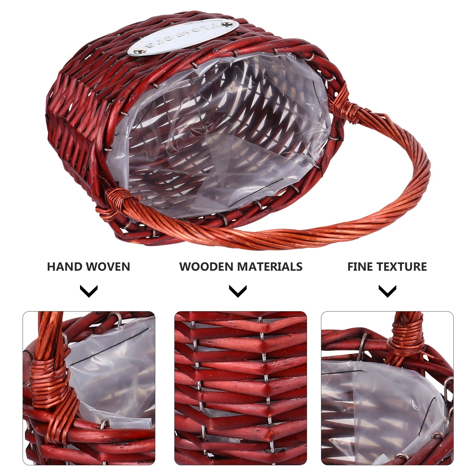 

1pc Woven Flower Basket Portable Lightweight Storage Basket Bride Banquet Photo Prop Decorative Home Party Container