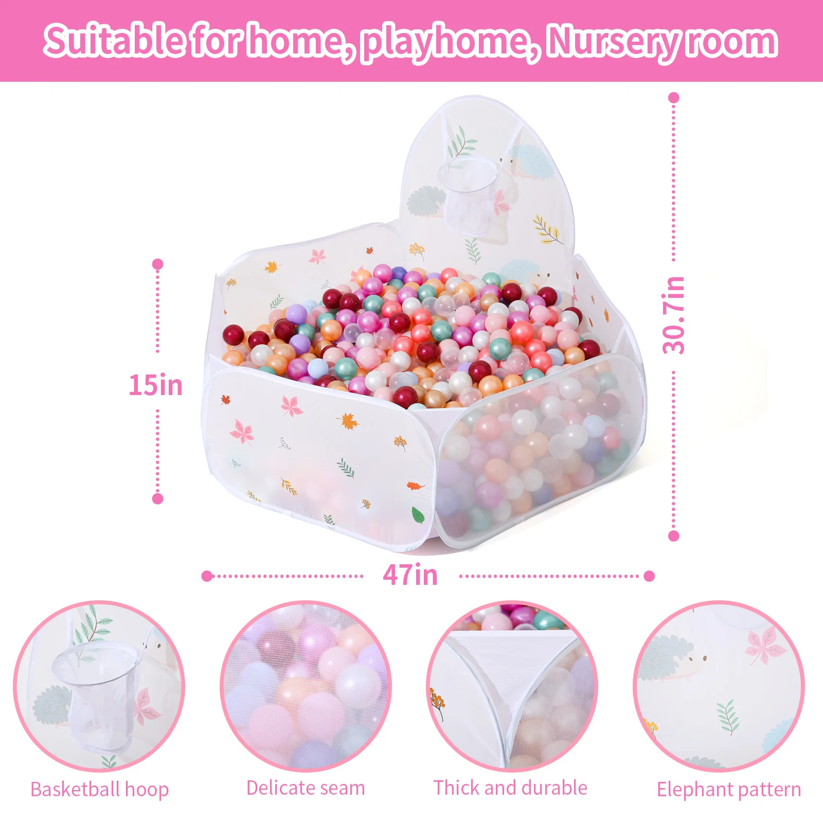 1 Pc Ballenbak Voor Kinderen Pop-Up Ballenbakken Kinderen Spelen Tent Met Basketbal Hoepel En Ritssluiting Opbergtas