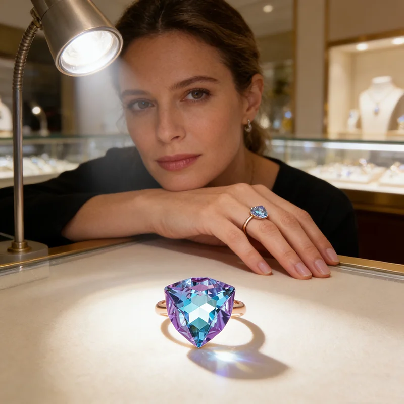 Triangle Colorful Zircon Ring - Image 3