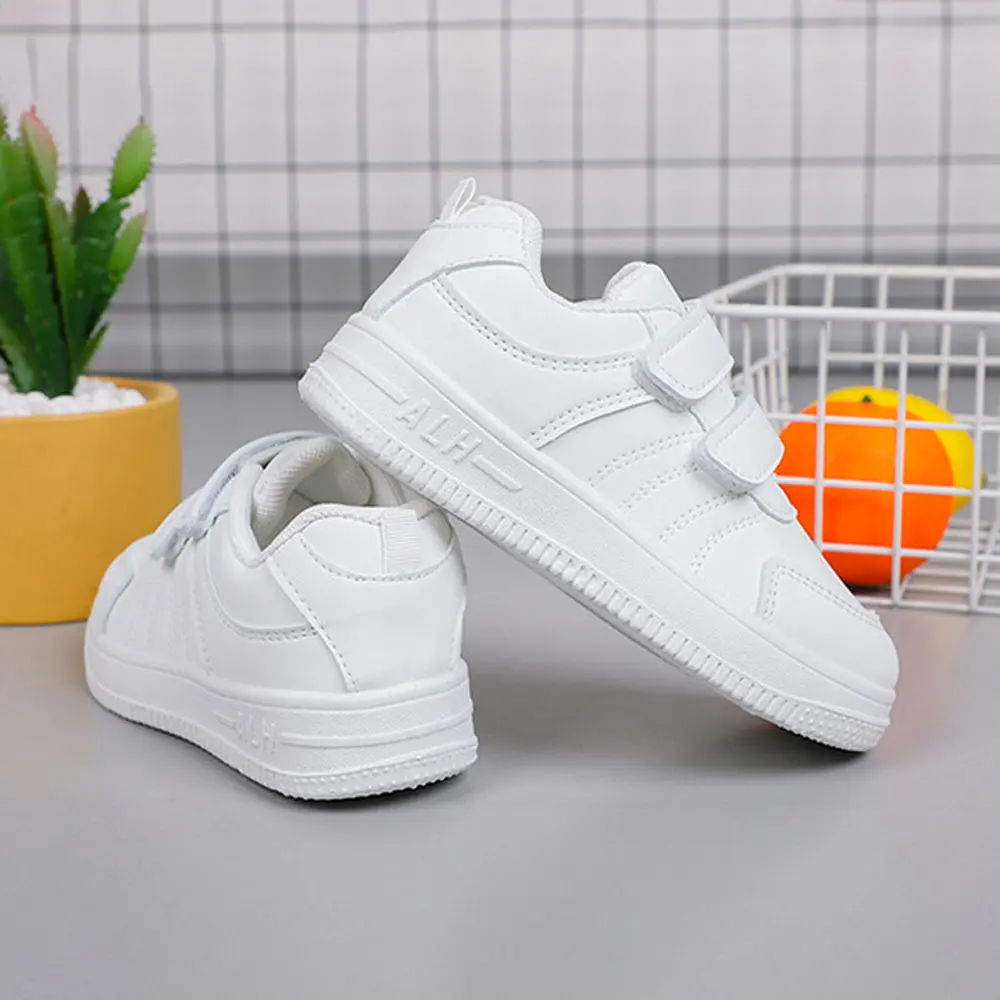 White Sneakers Shoes Boys Girls Hook Loop Casual Sports Shoes Students Children Board Shoes Spring Summer Autumn Kids Sneaker