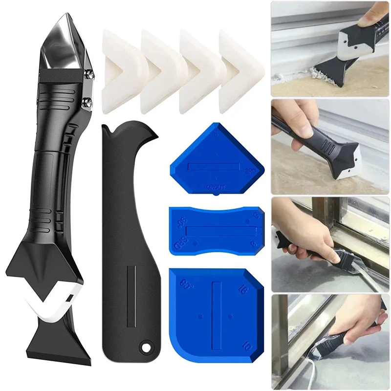 5 In 1 Silicone Remover Sealant Smooth Scraper Caulk Finisher Grout Kit Tools Floor Mould Removal Hand Tools Set Accessories