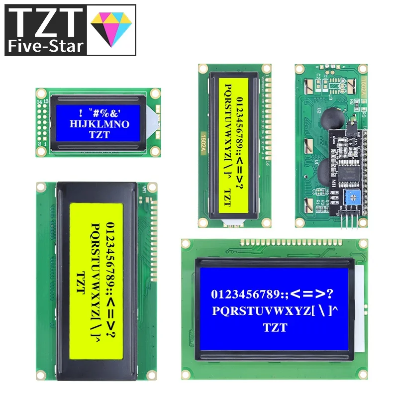 TZT LCD Module For Arduino LCD0802 LCD1602 LCD2004 LCD12864 LCD Character UNO R3 Mega2560 Display PCF8574T IIC I2C Interface