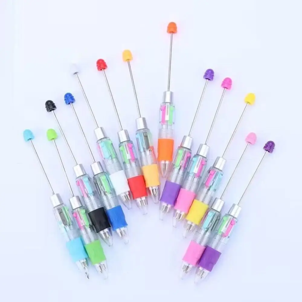 Marking DIY 4 Color Beaded Pen Creative Signing Writing DIY Rollerball Pen 0.7 mm Retractable DIY Beadable Pens Stationery