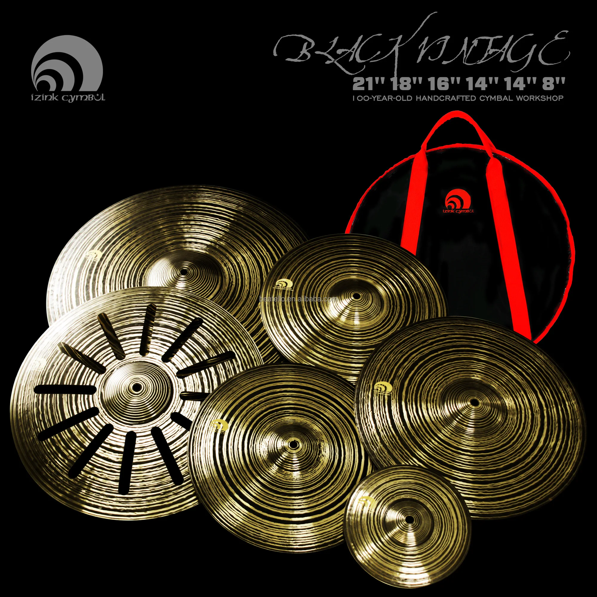 IZINK Hand-made 6 Piece B25 Platillos Gong&cymbals Drum Set Pack For Percussion Musical Instrument With Bag