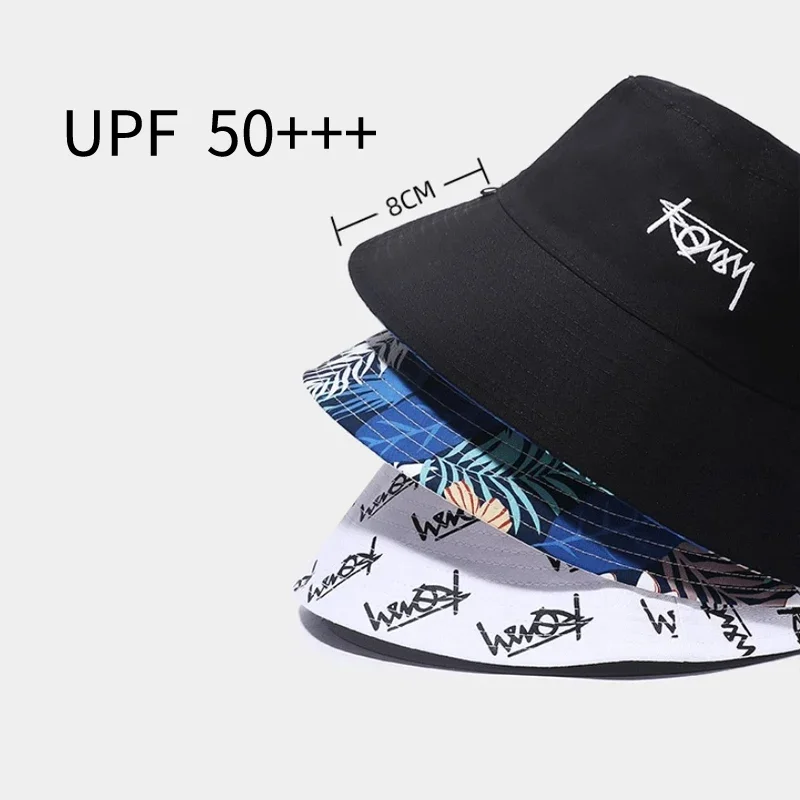 Summer Big Head Letter Bucket Hat for Men Women Korean XL Fisherman Hat Reversible Hawaii Large Cap Sun Hat  Plus Size Panama