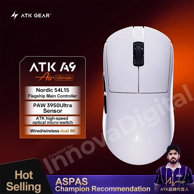 ATK Dragonfly A9 Ultimate draadloze gamingmuis A9 Air PAW3950 Ultralichte ergonomische e-sports gamer FPS-muis CSGO A9 Ultra - afbeelding 1