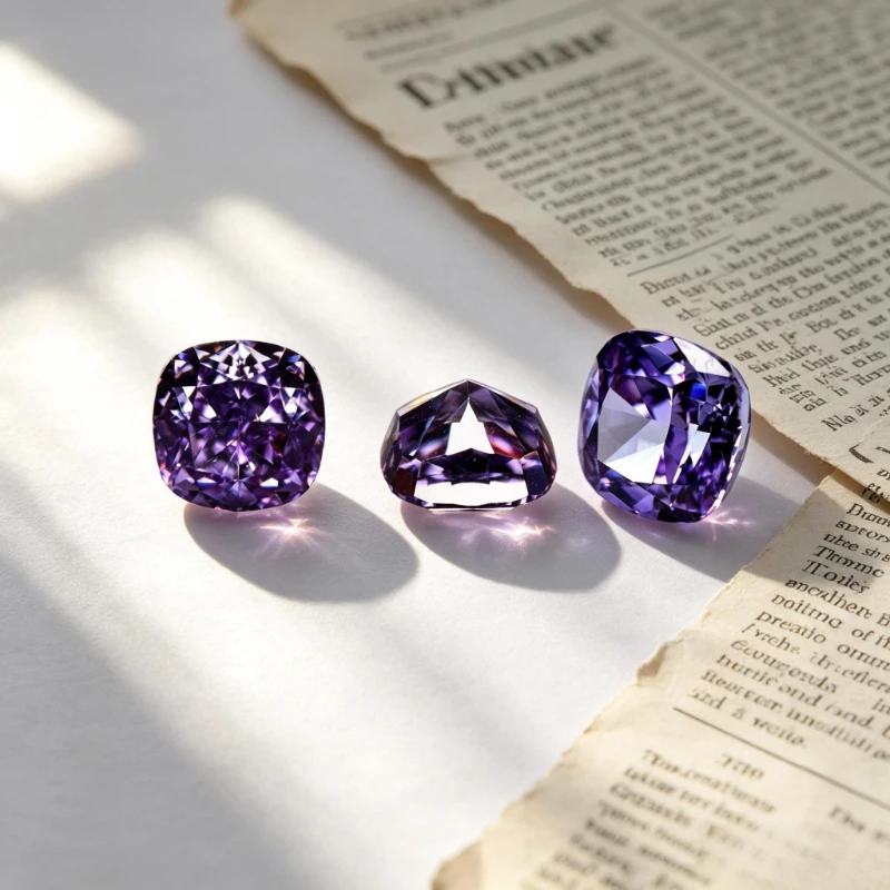 Cubic Zirconia Square Cushion Shape Purple Color Crushed Ice Cut High Carbon Diamond 5A+ Quality CZ 4K Cutting 6