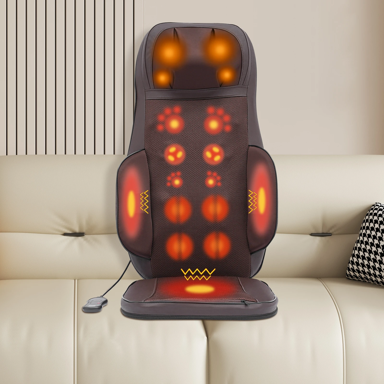 Masseur électrique de dos avec chaleur, siège de Massage à Compression, Massage du cou, des épaules, du dos et des cuisses, 3 vitesses, 3 Modes