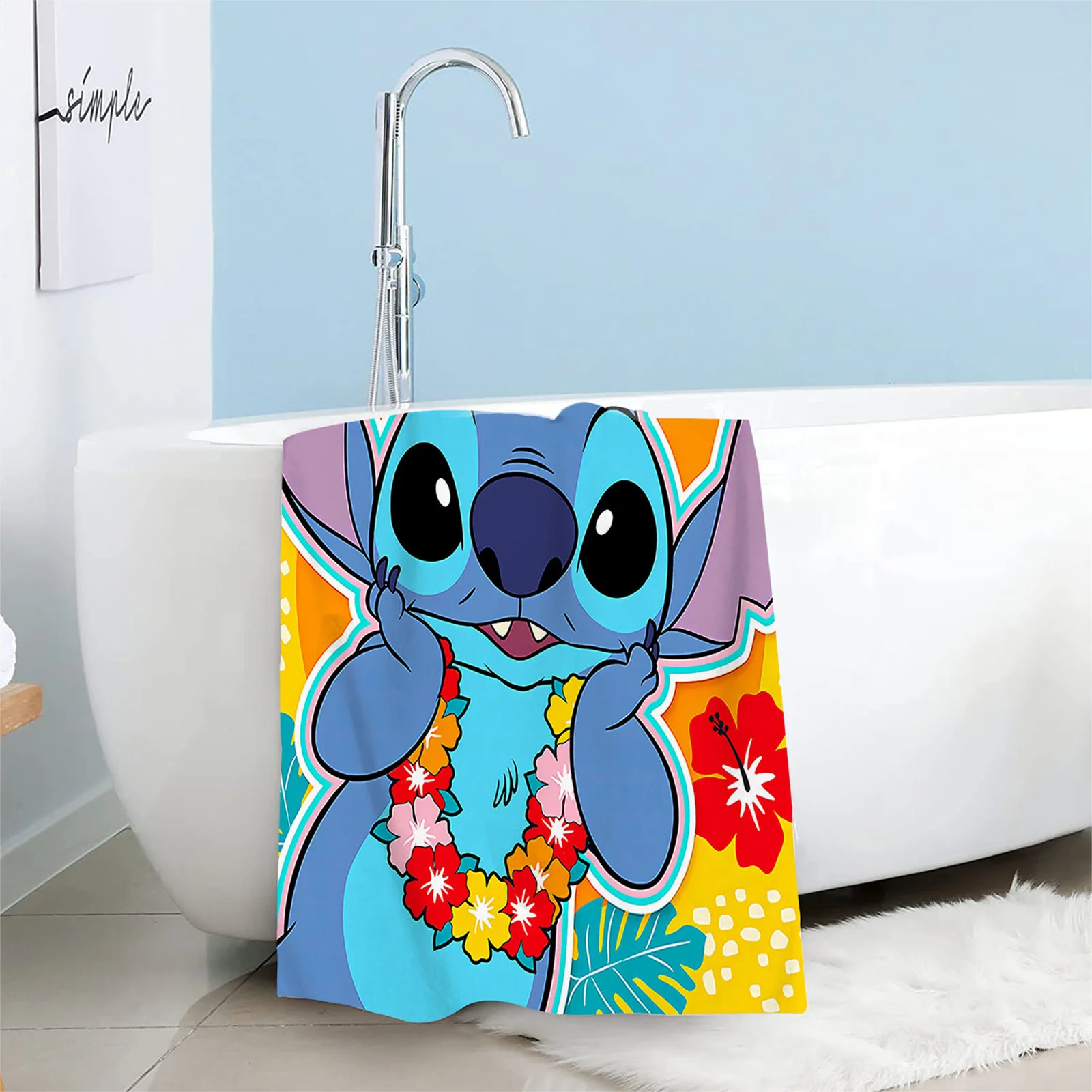 Lilo & Stitch Strandhanddoek, Schattige Cartoon, Huisdecoratie, Bad, Kinderen Superfijne Vezel Handhanddoeken, Badkamer, Yoga, Zwembad