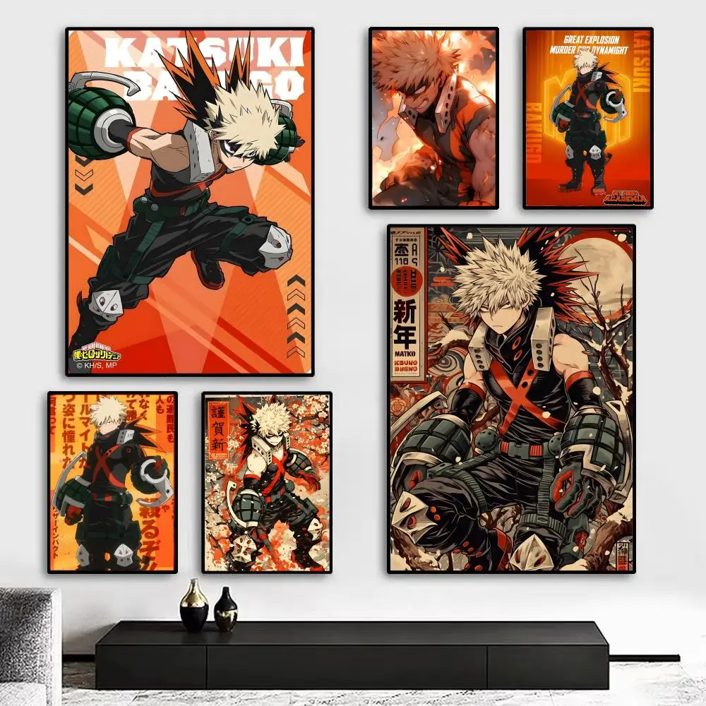 Academia Bakugo Katsuki Anime Poster Art print wall decor ideal for living room, bedroom, bar, parlor, and home gifting