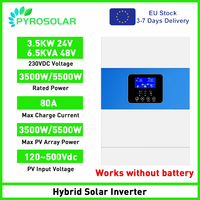 Hybrid Solar Inverter 3.5KW 6.5KVA Pure Sine Wave Inverter 24V 48V Off/On Grid Inverter 3500/5500W With MPPT 80A SolarController