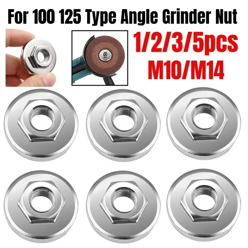 

5-1pcs Angle Grinder Nut M10 M14 Nut Hexagon Platen For 100/125 Type Angle Grinder Accessories Pressure Plate Flange Nuts