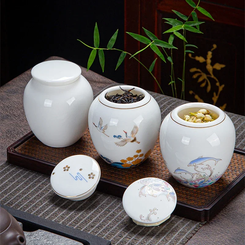 High-grade Suet Tea Pot Ceramic Medicinal Storage Bottle Sealed Portable Kitchen Container