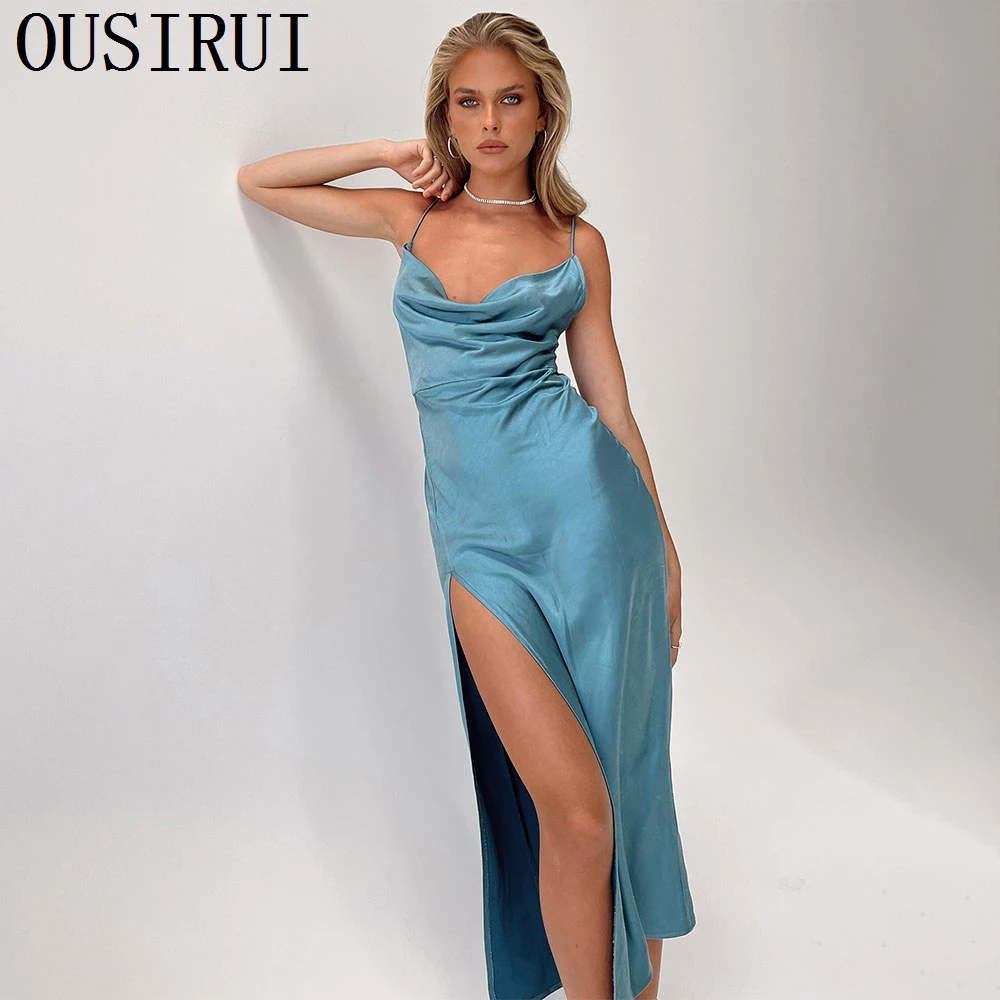 

OUSIRUI Simple V Neck Prom Dresses For Woman High Quality New Summer Mermaid Beach Celebrity Gowns vestidos elegantes para mujer