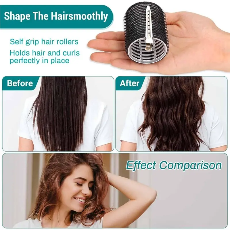 B15C Comb And Storage Bag Included-Hair Rollers For Blowout Look, 38 Pcs Self-Grip Hair Rollers Set With 4 Sizes, 12 Pcs Hair Cl