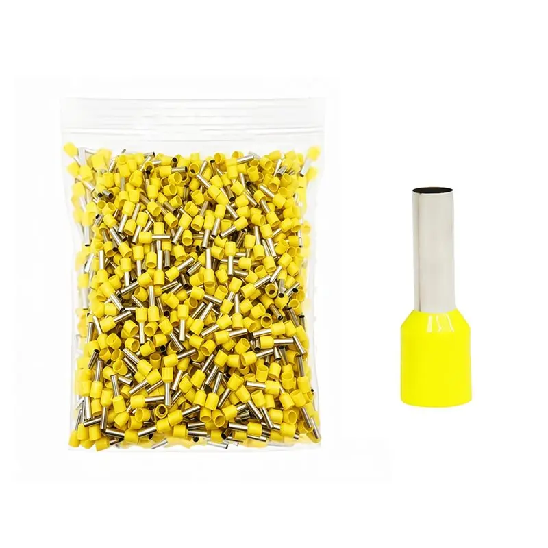 ABJI-1000Pcs Wire Cable Terminals Cable Ferrules Connectors E6012 E1008 E2508 Ring Sleeve Ring Sleeve Connectors E6012