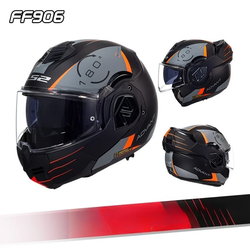 

LS2 rear flip flip face helmet Motorcycle helmet Men's double-lens motorcycle full Helmet Women's all-season anti-fog