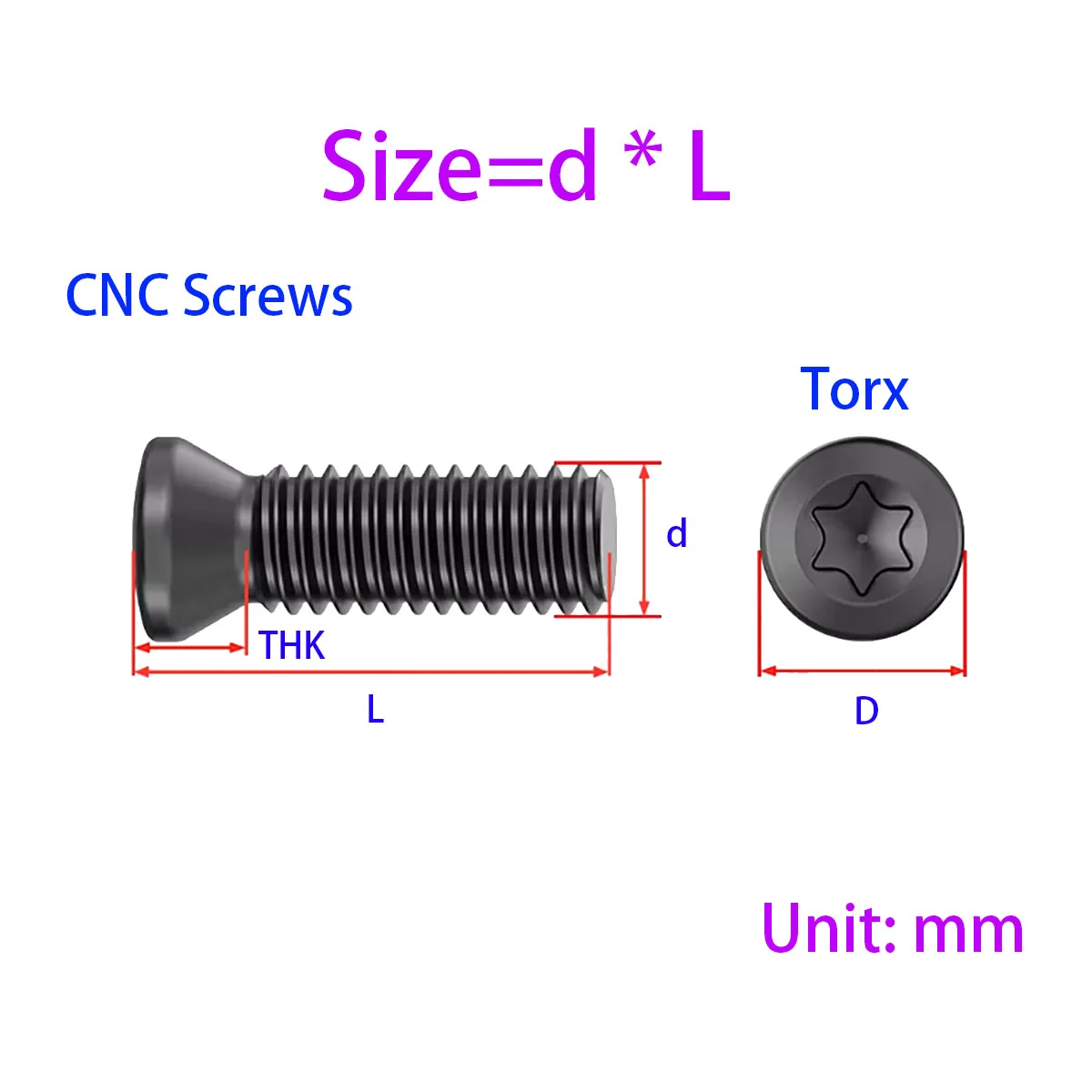 12.9 Grade Alloy Steel Torx Screws CNC Tool Holder Milling Cutter Insert Clamp Screws M2M2.5M3M3.5M4M5M6