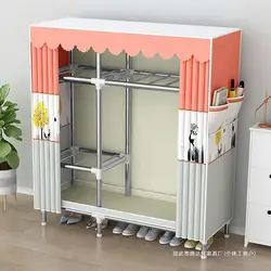 Reinforced Bedroom Steel Frame Wardrobe, Simple Wardrobe Steel Pipe for Rental Room, Whole Family Thick Storage Cabinet Assembly