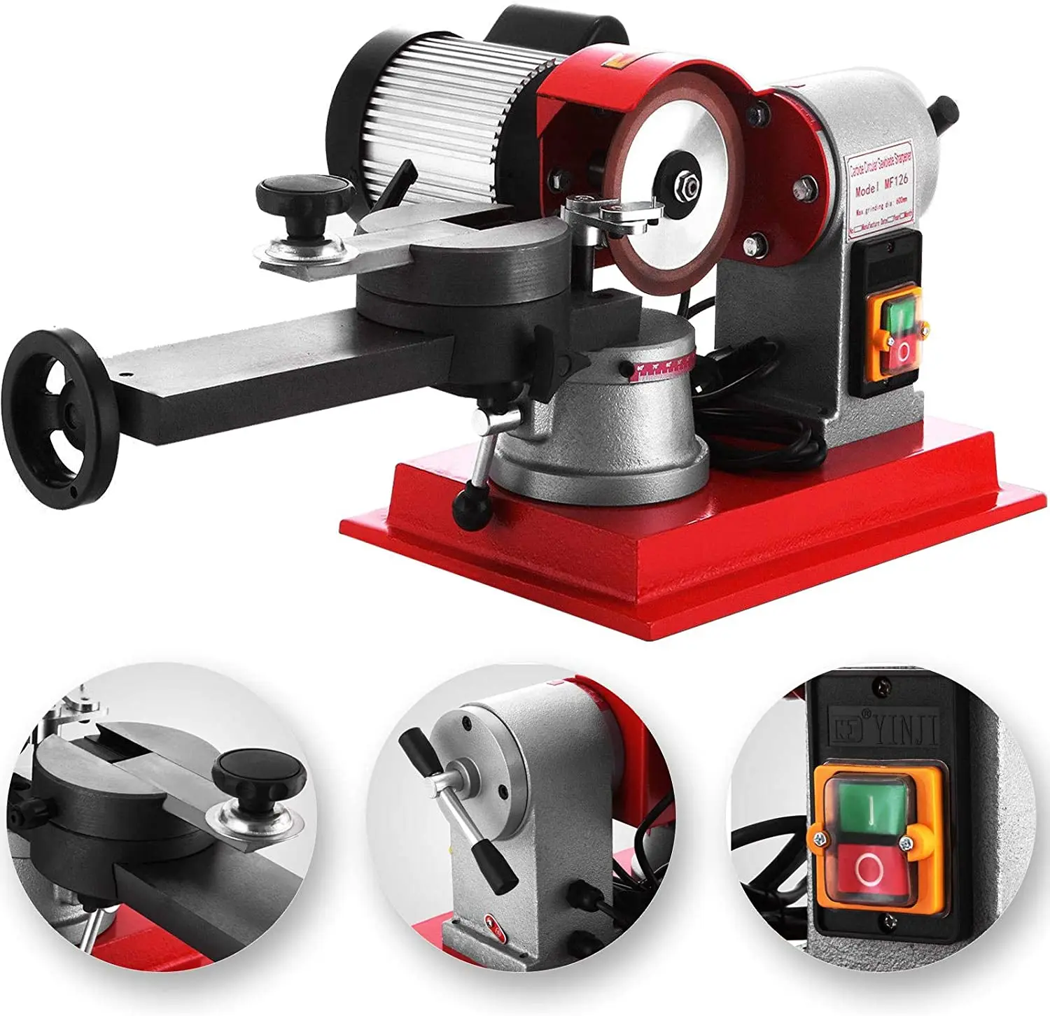 370W Circular Saw Blade Grinder Sharpener 5Inch Wheel Rotary Angle Mill Grinding for Carbide Tipped Saw Wood-Based Panel