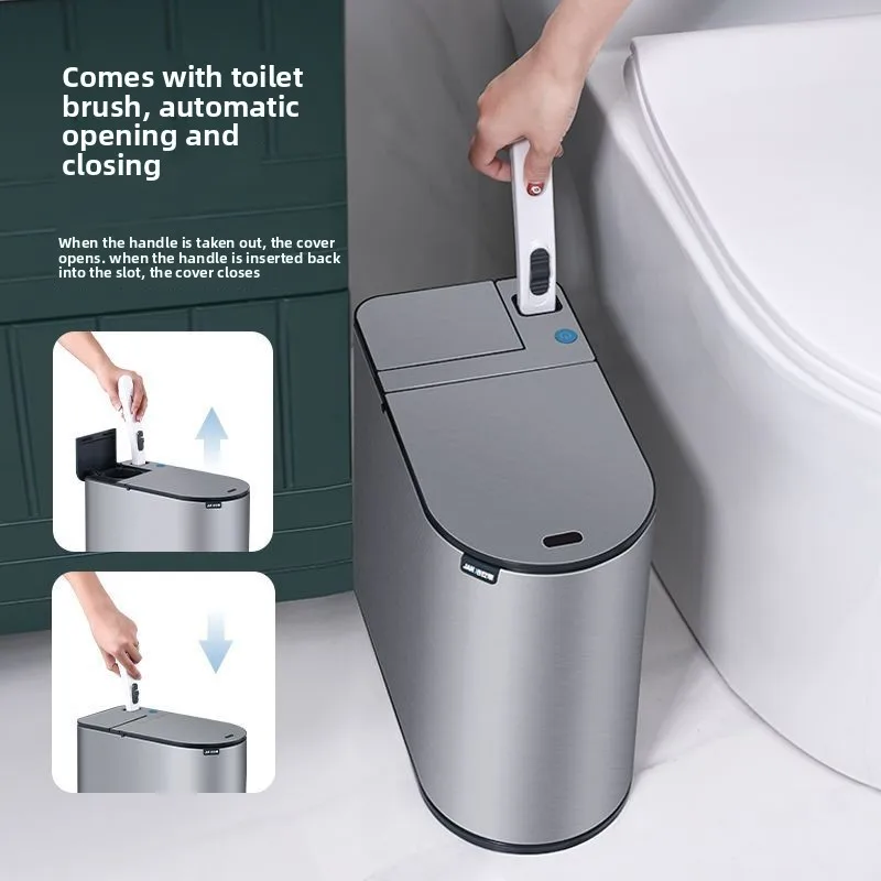 

Intelligent Induction Trash Can Toilet Brush Integrated Narrow Slot Household Toilet Brush Toilet Disposable Cleaning Brush