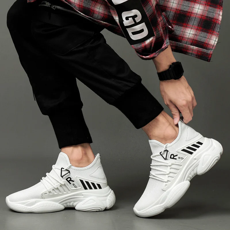 Men\'s Elevator Shoes Breathable Sneakers Hidden Heels 8CM 6CM Optional Heels Height Increasing sports Taller Shoes for man