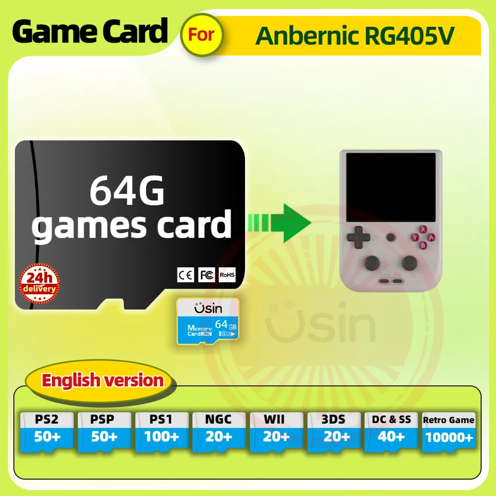 Memory Game Card For Anbernic RG405V RG406V English version Retro PS2 PSP Games Android Gaming portable Console SD Cards 64G